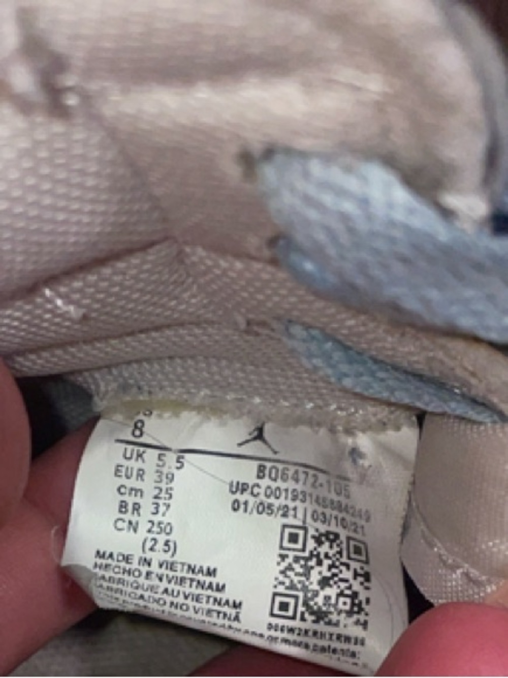 Nike Air Jordan 1 High Top Sneakers - White, Gray & Light Blue - Picture 4 of 6